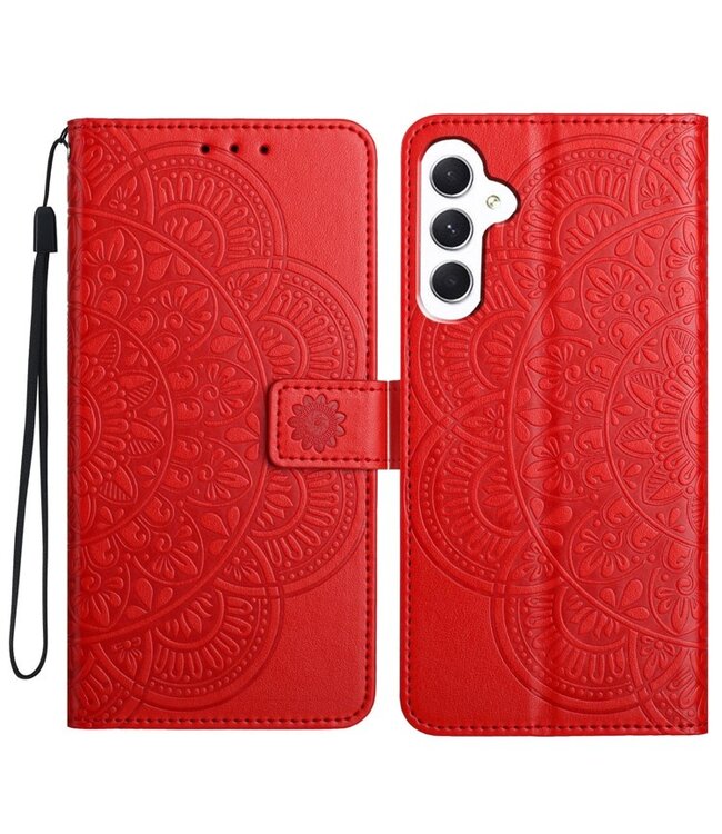 SoFetch Rood Mandala Bookcase Hoesje voor de Samsung Galaxy A15 5G