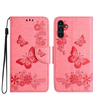 SoFetch Roze Vlinders Bookcase Hoesje Samsung Galaxy A15 5G