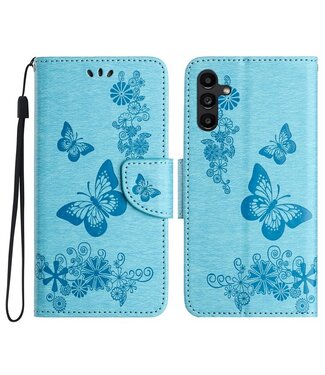 SoFetch Blauw Vlinders Bookcase Hoesje Samsung Galaxy A15 5G