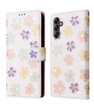 SoFetch RFID Kleurrijke Bloemen Bookcase Hoesje Samsung Galaxy A15 5G