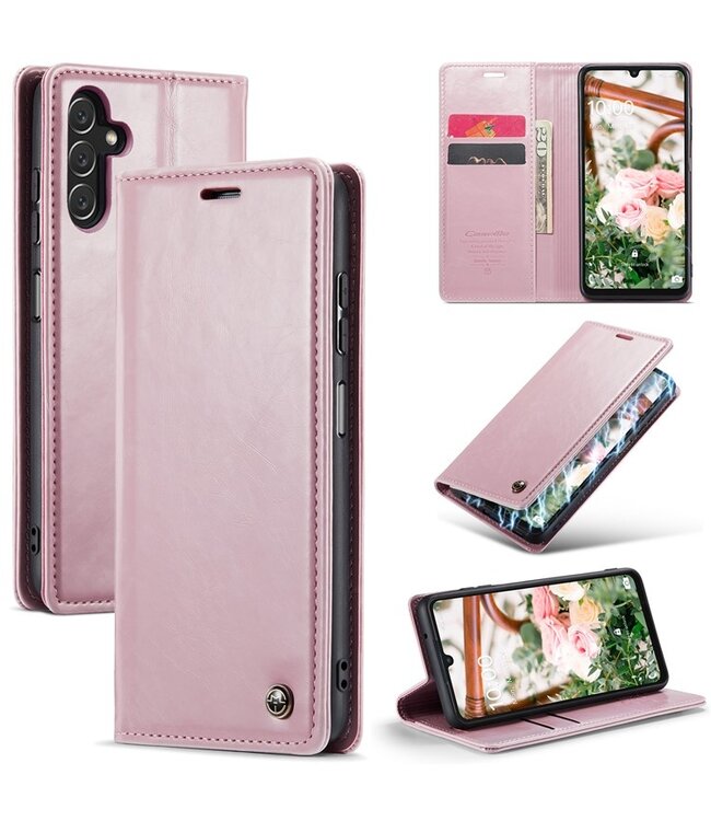 SoFetch Roze Glad Bookcase Hoesje voor de Samsung Galaxy A15 5G