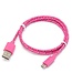 Universele Micro USB Nylon Kabel 100 cm - Roze