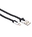 Nylon Lightning naar USB kabel - 100 cm - Zwart / Wit