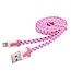 Nylon Lightning naar USB kabel - 100 cm - Roze