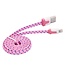 Nylon Lightning naar USB kabel - 100 cm - Roze