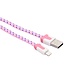 Nylon Lightning naar USB kabel - 100 cm - Roze