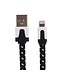 Nylon Lightning naar USB kabel - 100 cm - Zwart / Wit