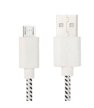 Universele Micro USB Gevlochten Kabel 300 cm - Wit