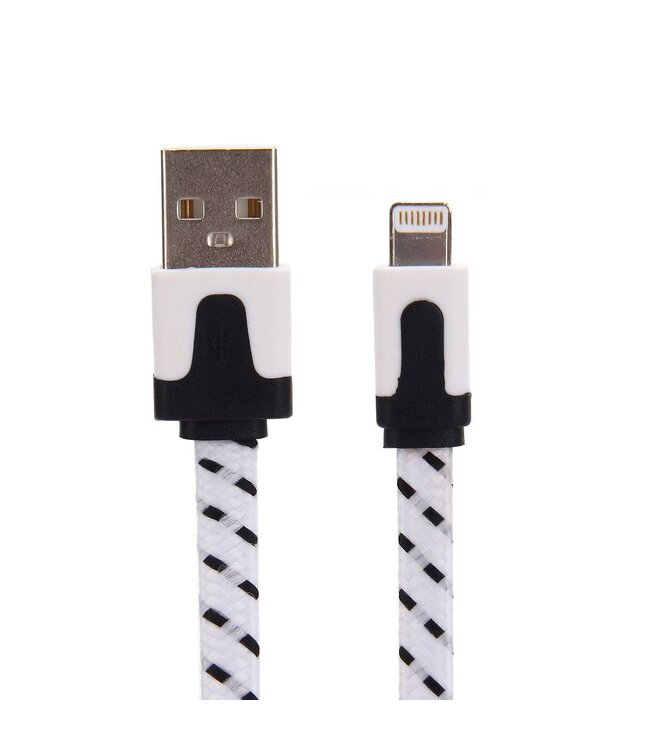 Nylon Lightning naar USB kabel - 200 cm - Wit