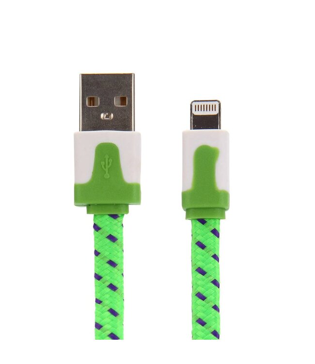 Nylon Lightning naar USB kabel - 100 cm - Groen