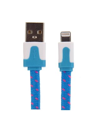 Nylon Lightning naar USB kabel - 100 cm - Blauw