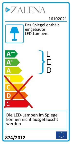 Zalena LED-Lichtspiegel Aurelia mit sandgestrahlten Lichtausschnitten [A+]