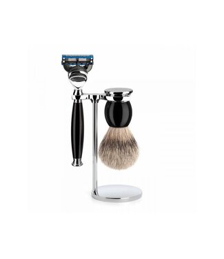 Muhle Sophist scheerset in zwart edelhars - Gillette® Fusion5™ - silvertip dassenhaar