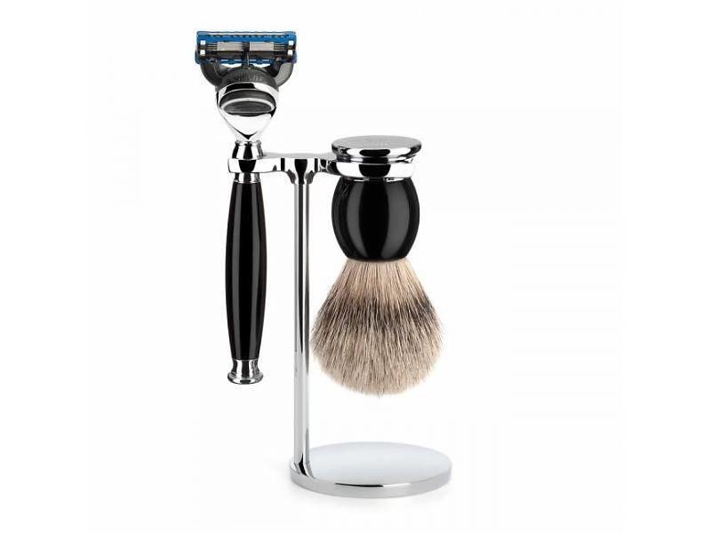 Muhle Sophist scheerset in zwart edelhars - Gillette® Fusion5™ - silvertip dassenhaar