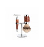 Muhle Stylo scheerset in thuja - safety razor - kwast silvertip dassenhaar