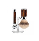 Muhle Traditional scheerset in imitatie schildpad - safety razor - kwast silvertip dassenhaar