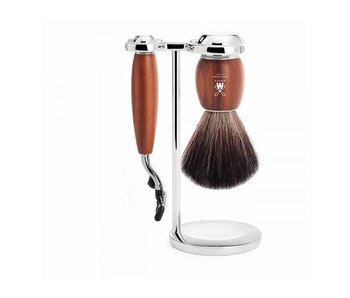 Muhle Vivo scheerset in pruimenhout - Gillette® Mach3® - kwast black fibre