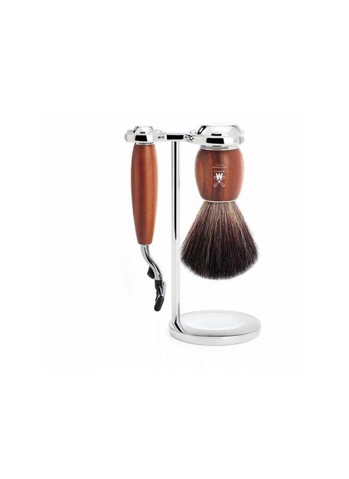 Muhle Vivo scheerset in pruimenhout - Gillette® Mach3® - kwast black fibre