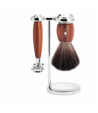 Muhle Vivo scheerset in pruimenhout - safety razor - kwast black fibre