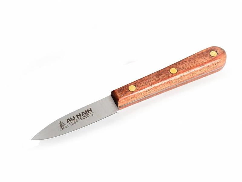 Au Nain oestermes met smal lemmet en houten heft