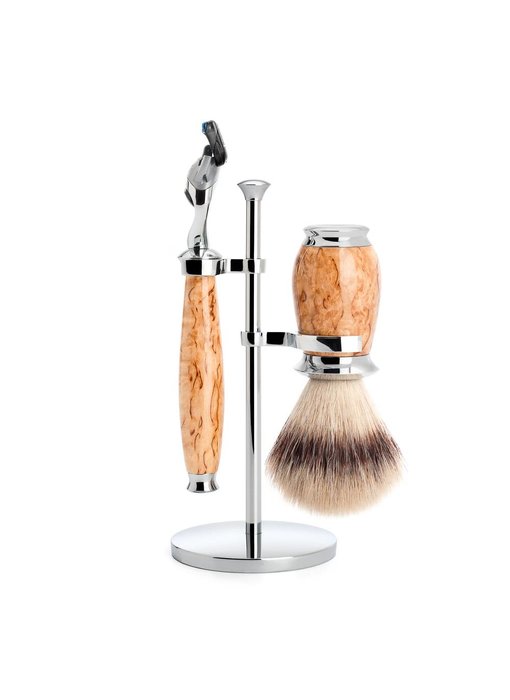 Muhle Purist scheerset in berk - Gillette® Fusion5™ - kwast silvertip fibre