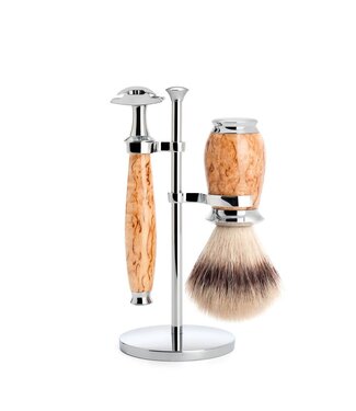 Muhle Purist scheerset in berk - safety razor - kwast silvertip fibre