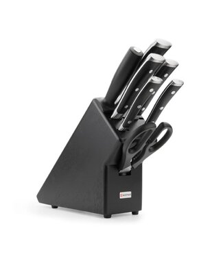 Wusthof Classic Ikon messenblok gevuld 7 delig zwart