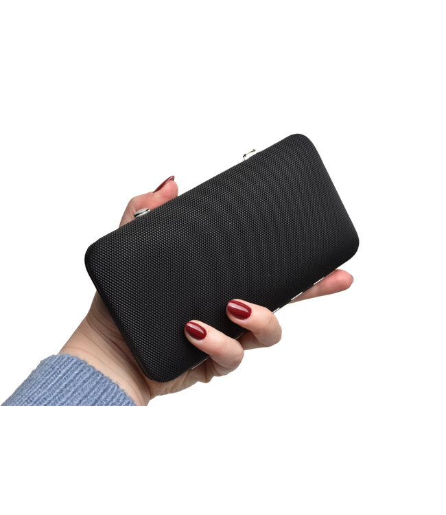 Dreiturm 7-delig etui (hardcase) met nageltang en 2 scharen - Black Tex kunststof