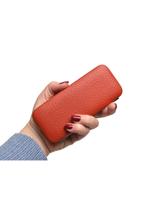 Dreiturm 5-delig etui met 2 scharen - terracotta leder (hardcase)