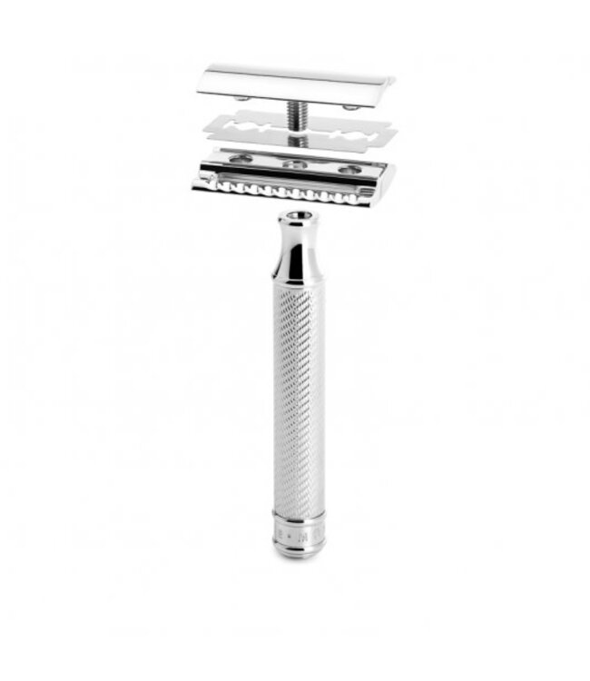 Muhle Traditional scheerset in rosé goud - safety razor - kwast silvertip fibre