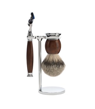 Muhle Sophist scheerset in ironwood - Gillette® Fusion5™ - kwast silvertip dassenhaar