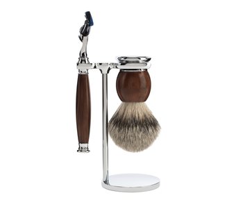 Muhle Sophist scheerset in ironwood - Gillette® Fusion5™ - kwast silvertip dassenhaar