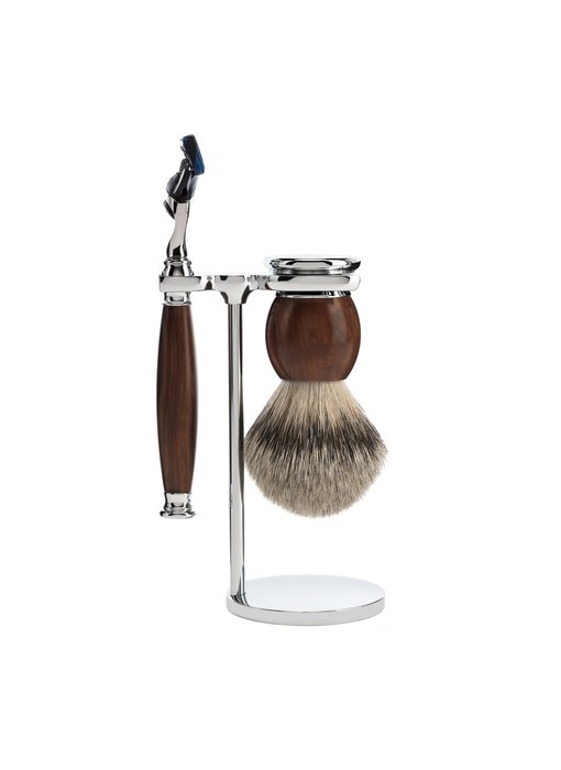 Muhle Sophist scheerset in ironwood - Gillette® Fusion5™ - kwast silvertip dassenhaar