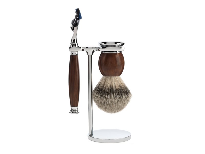 Muhle Sophist scheerset in ironwood - Gillette® Fusion5™ - kwast silvertip dassenhaar