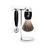 Muhle Vivo scheerset in zwart edelhars - safety razor - kwast black fibre