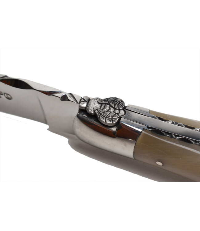 Laguiole en Aubrac 12cm punthoorn - met enkel eindstuk - glanzend