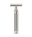 Muhle Rocca scheerset in zilver rvs - safety razor - kwast silvertip fibre