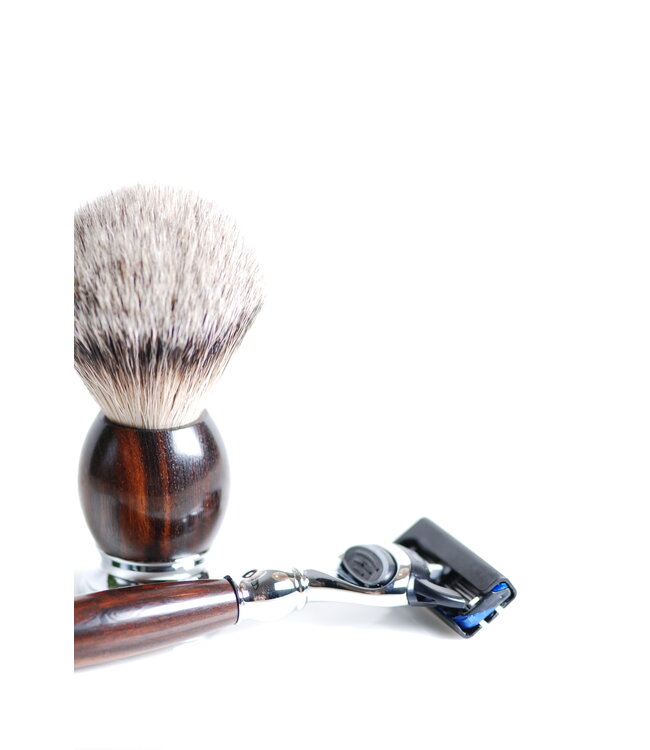 Muhle Sophist scheerset in ironwood - Gillette® Fusion5™ - kwast silvertip dassenhaar