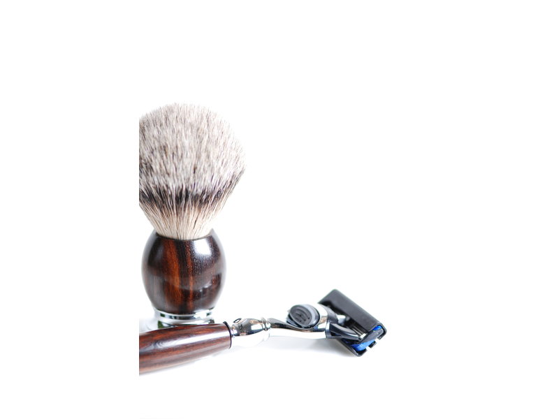 Muhle Sophist scheerset in ironwood - Gillette® Fusion5™ - kwast silvertip dassenhaar