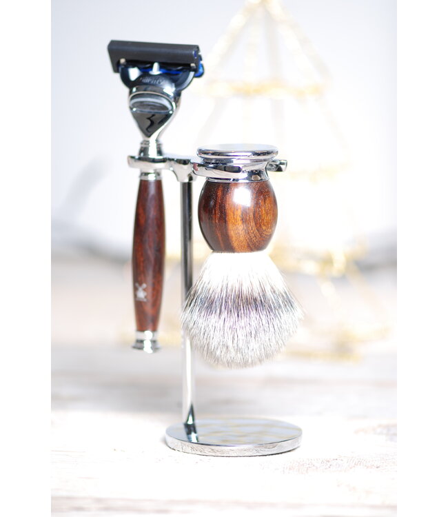 Muhle Sophist scheerset in ironwood - Gillette® Fusion5™ - kwast silvertip dassenhaar