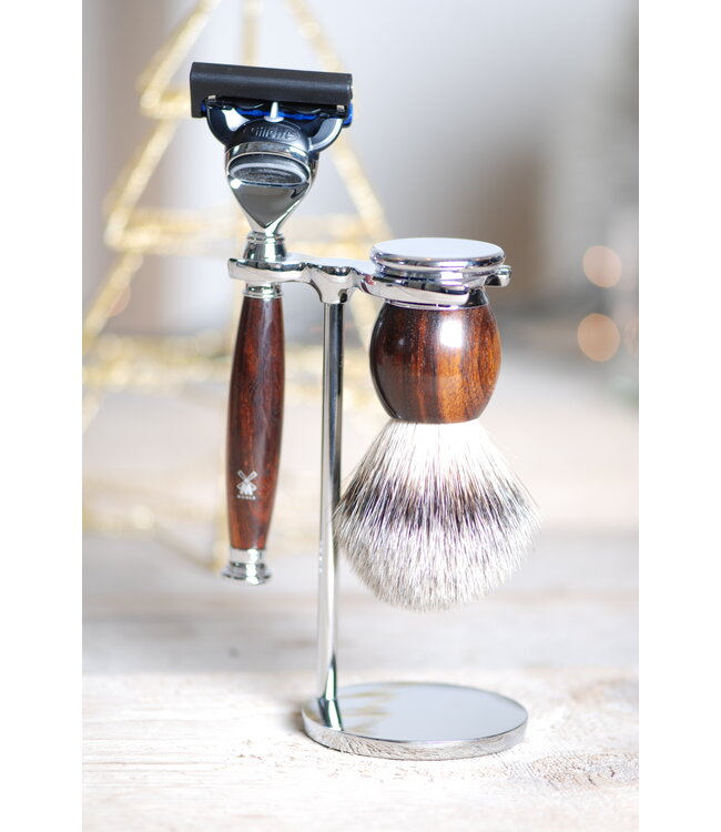 Muhle Sophist scheerset in ironwood - Gillette® Fusion5™ - kwast silvertip dassenhaar