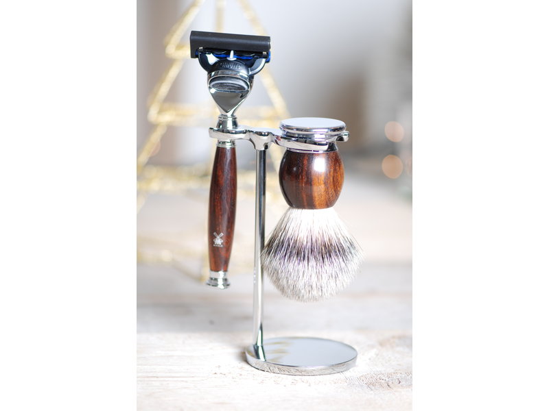 Muhle Sophist scheerset in ironwood - Gillette® Fusion5™ - kwast silvertip dassenhaar