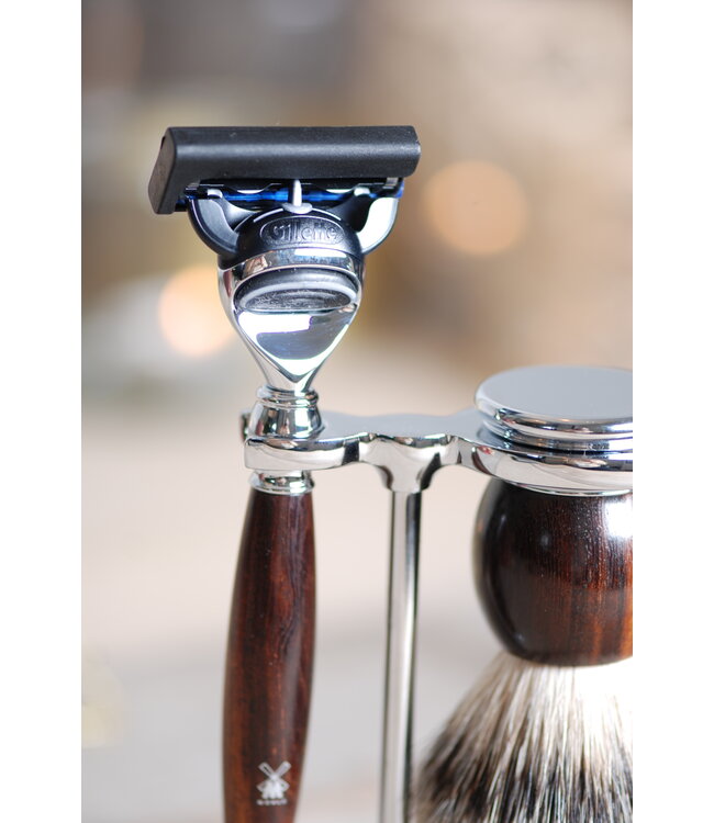 Muhle Sophist scheerset in ironwood - Gillette® Fusion5™ - kwast silvertip dassenhaar