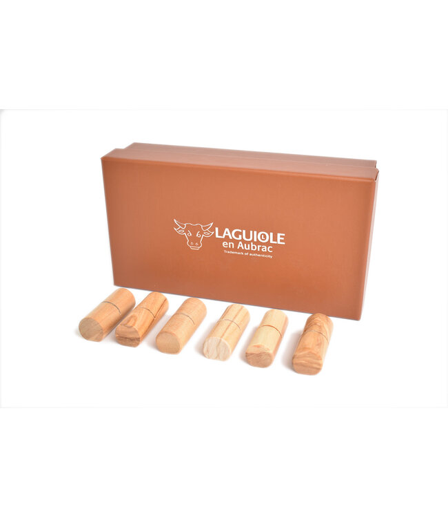 Laguiole en Aubrac steuntjes in olijfhout voor steakmessen