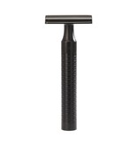 Muhle Rocca scheerset in zwart rvs - safety razor - kwast silvertip fibre