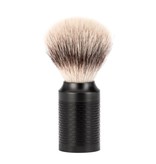 Muhle Rocca scheerset in zwart rvs - safety razor - kwast silvertip fibre