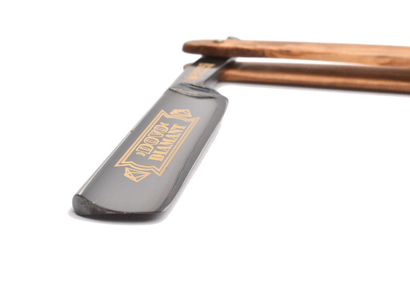 Dovo open scheermes 5/8 - Diamant - inox rvs - olijfhout - zwart lemmet