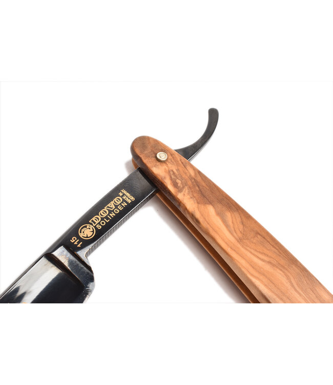 Dovo open scheermes 5/8 - Diamant - inox rvs - olijfhout - zwart lemmet