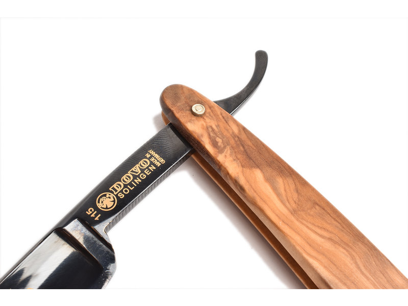 Dovo open scheermes 5/8 - Diamant - inox rvs - olijfhout - zwart lemmet