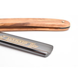 Dovo open scheermes 5/8 - Diamant - inox rvs - olijfhout - zwart lemmet